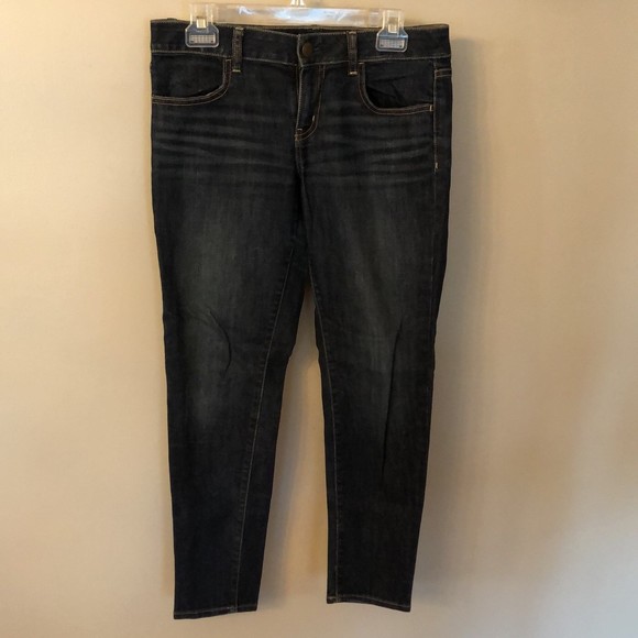 AMERICAN EAGle AEO SIZE 8 JEGGING ANKLE SUPER STRETCH DARK WASH MID RISE JEANS - Picture 1 of 6